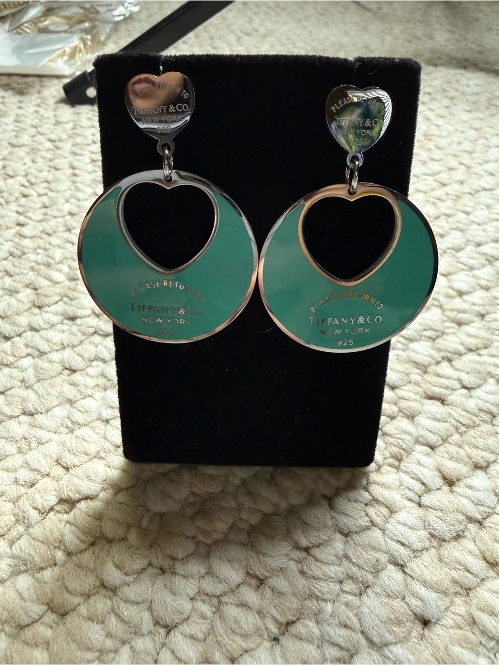 Fashion Jewelry Silver-Tone Drop Earrings with Teal Accents